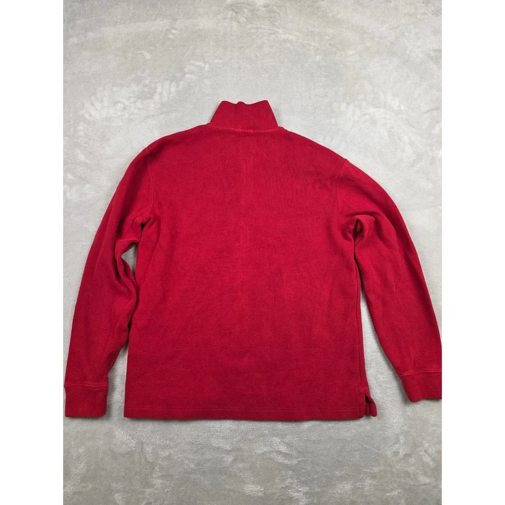 Polo Ralph Lauren Quarter Zip Pullover Mens Medium Red Cotton Knit Sweater